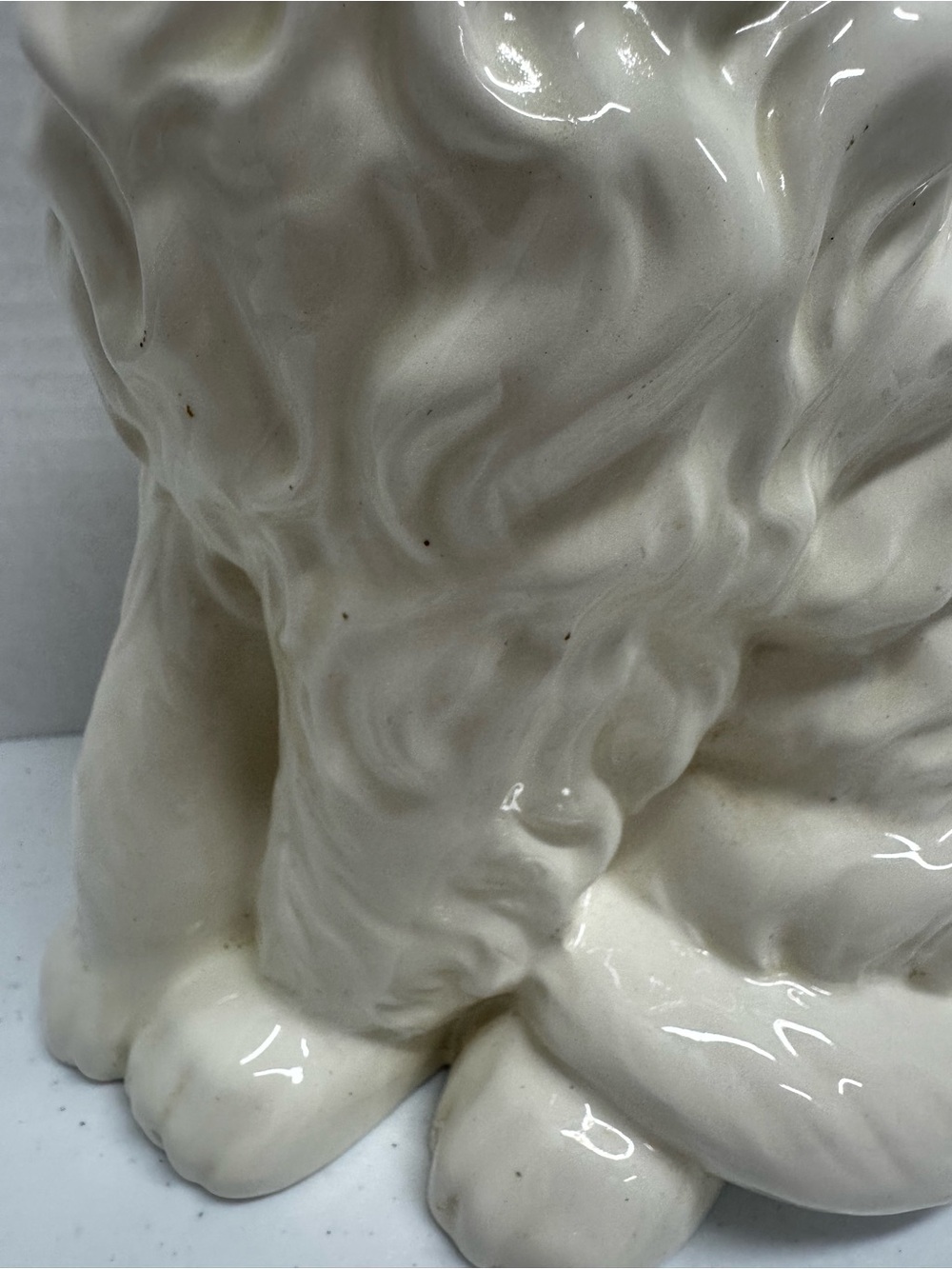 Vintage White Ceramic Blue Eyed Long Hair Cat Figurine Statue 11” Home Decor - Picture 4 of 9